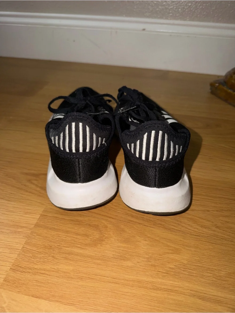 adidas Black & White Three-Stripe Knit Sneakers